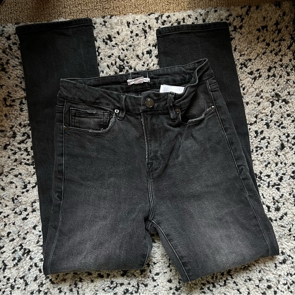 Good American straight leg distressed black gray jeans size 25 - Picture 6 of 9